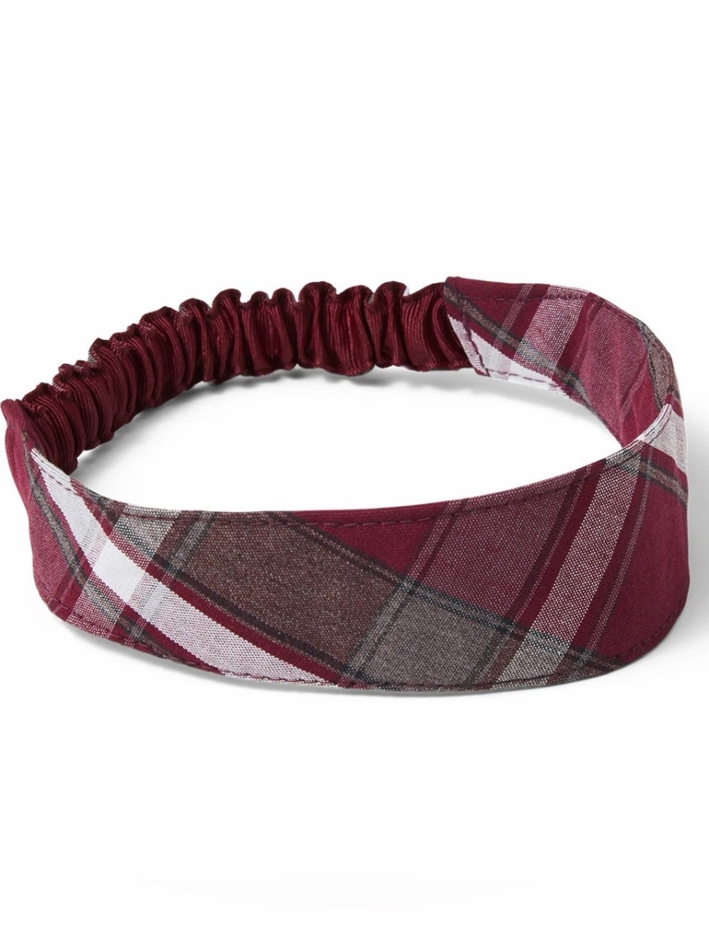 Burgundy / Maroon / Gray / White Plaid Headband